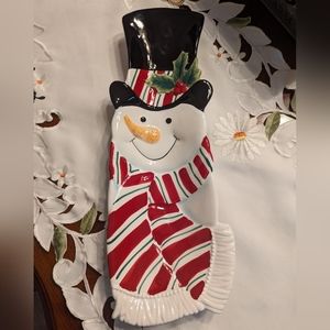 Fitz and Floyd Adorable Snowman Snack Therapy Dish